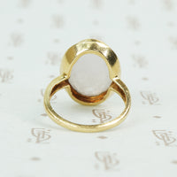 lavender jade in 14k gold ring simple bezel back view