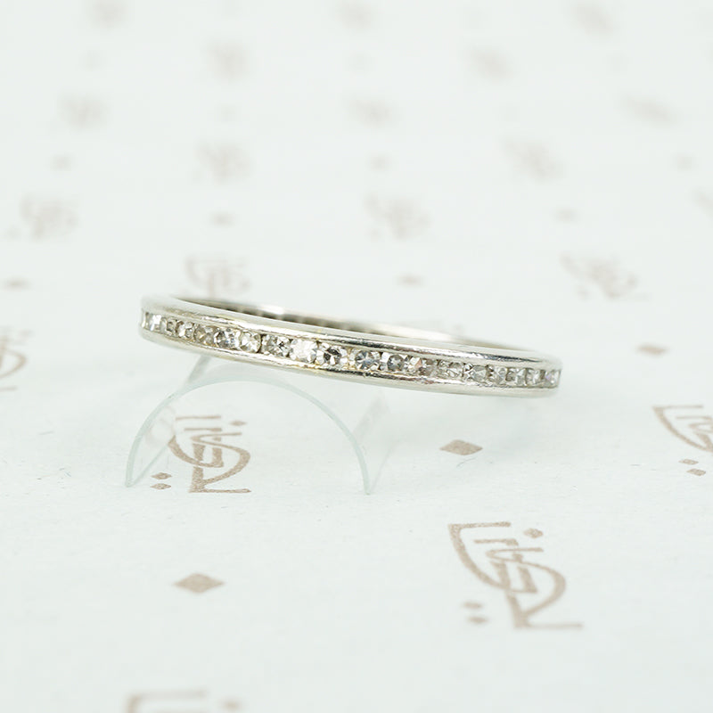 vintage 1920's channel set diamond platinum eternity band