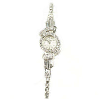 Le Coultré Petite Ladies wristwatch in Platinum with Diamond Bracelet