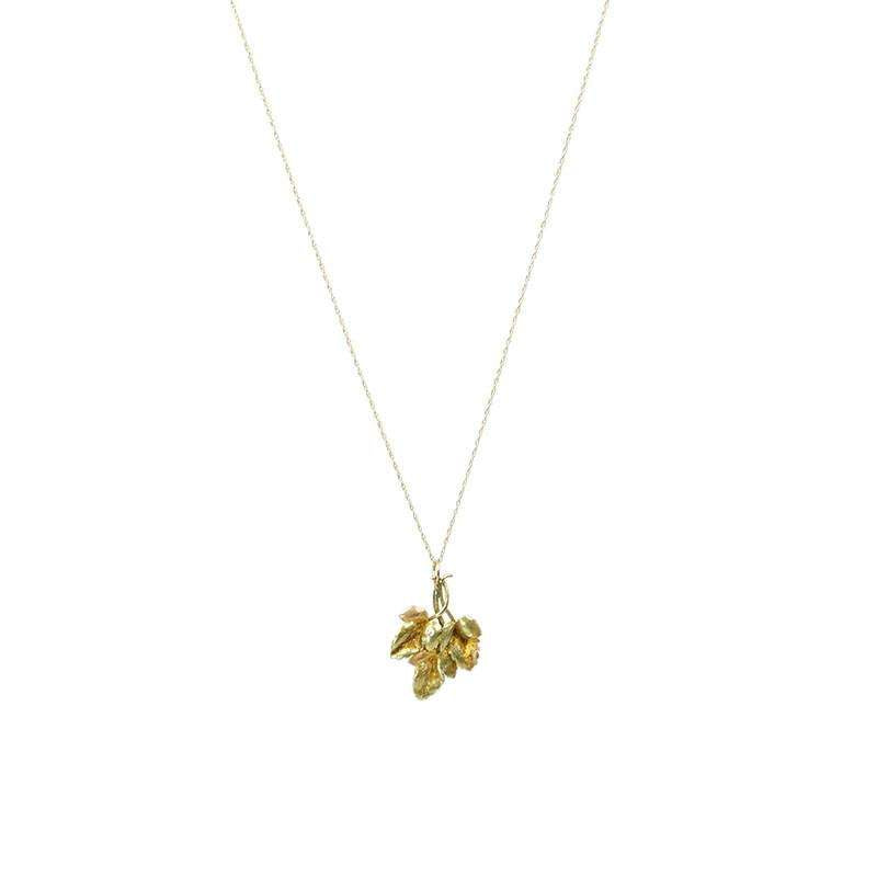 Antique Mine Cut Diamond set Leaf Pendant