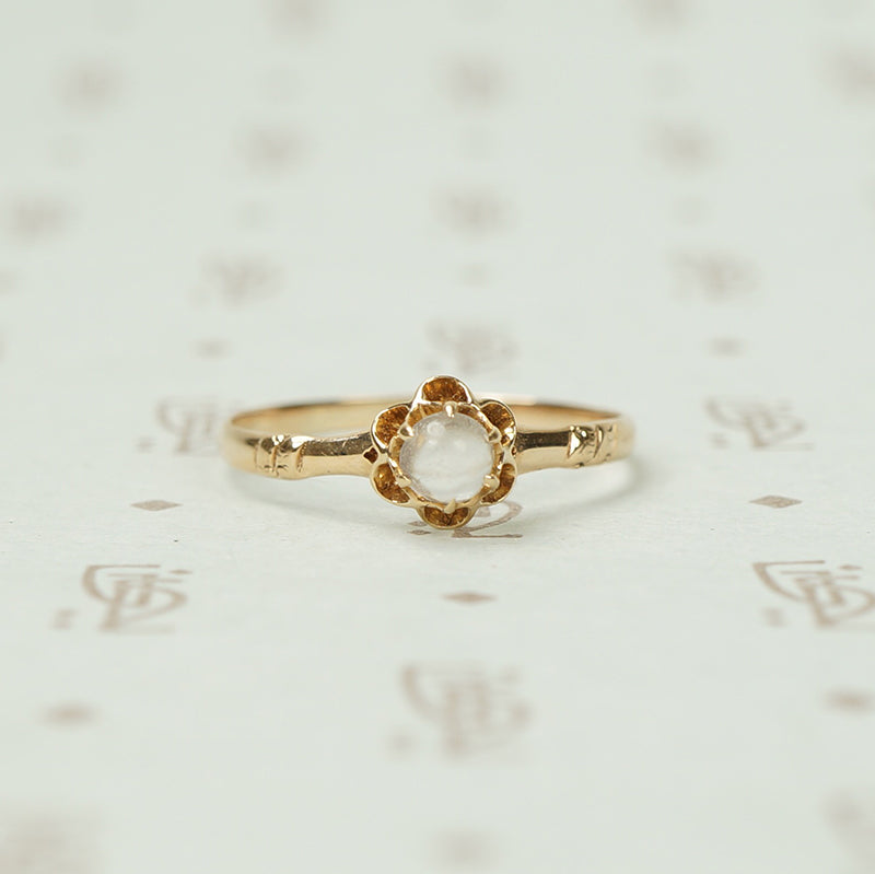 Tiny Rose Gold and Moonstone Ring