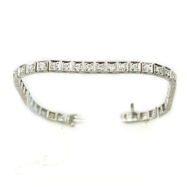 Platinum Art Deco Diamond Line Bracelet