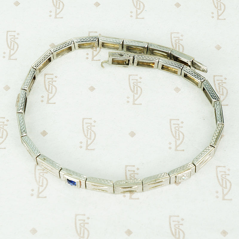 Vintage 1920's Diamond and Sapphire Bracelet