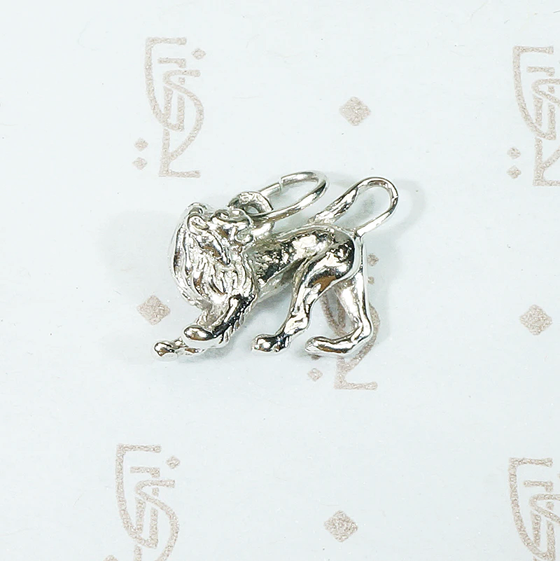 Heraldic Lion Statant Regardant Charm in Sterling