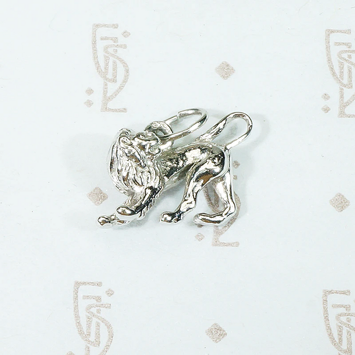 Heraldic Lion Statant Regardant Charm in Sterling