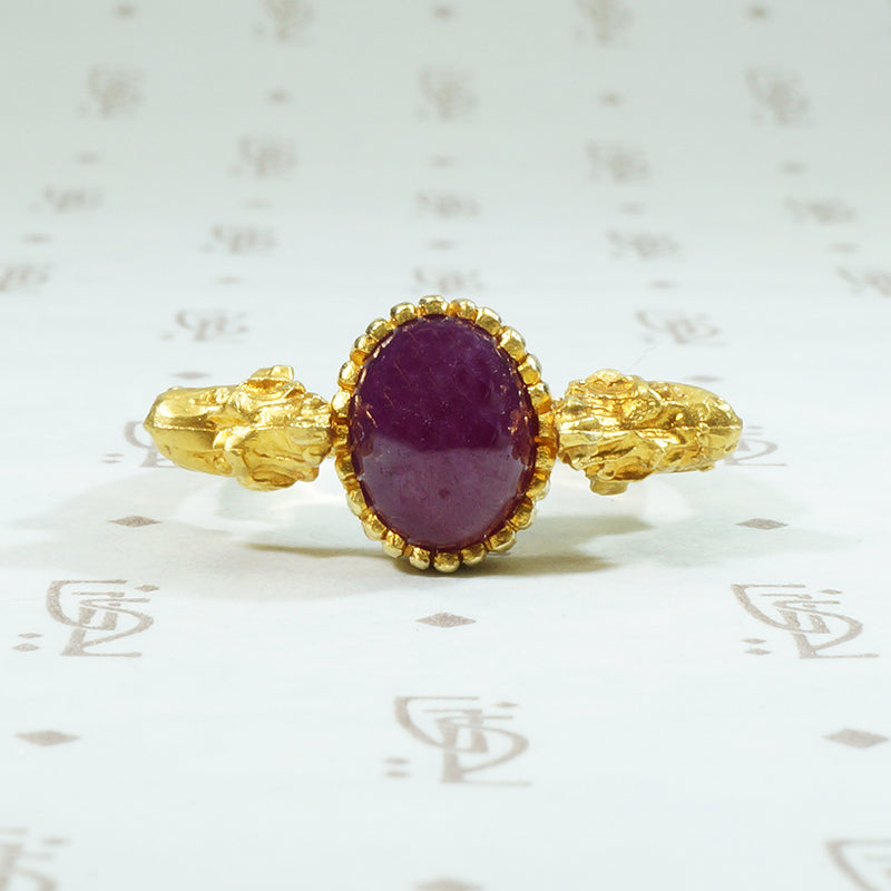 Ruby and Golden 18k Lion Ring