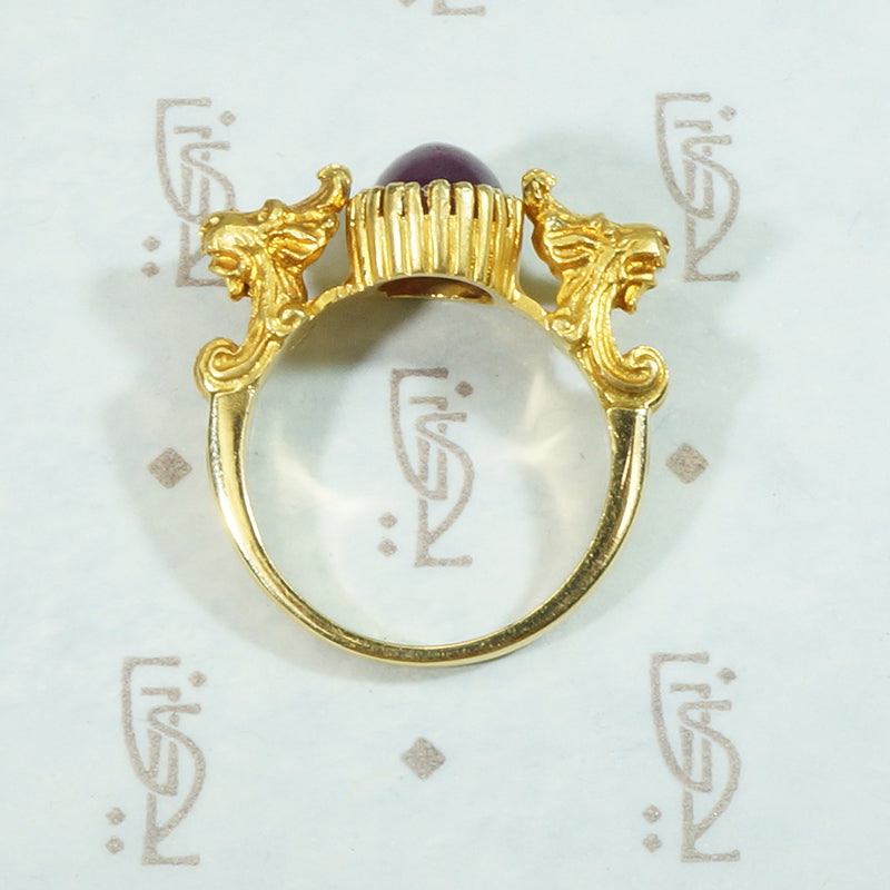 Ruby and Golden 18k Lion Ring