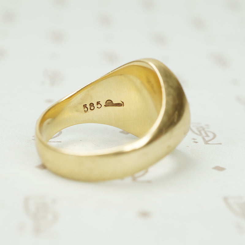 Heavy Gold Signet Ring Lion Passant Crowned