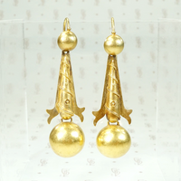 Etruscan Revival 15ct Gold Earrings with Lovely Movement