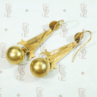 Etruscan Revival 15ct Gold Earrings with Lovely Movement