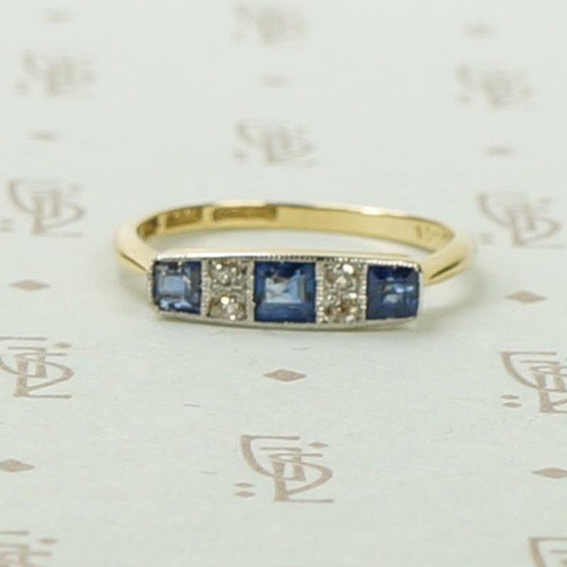 Edwardian Sapphire and Diamond Band in Platinum and 18k