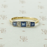 Edwardian Sapphire and Diamond Band in Platinum and 18k