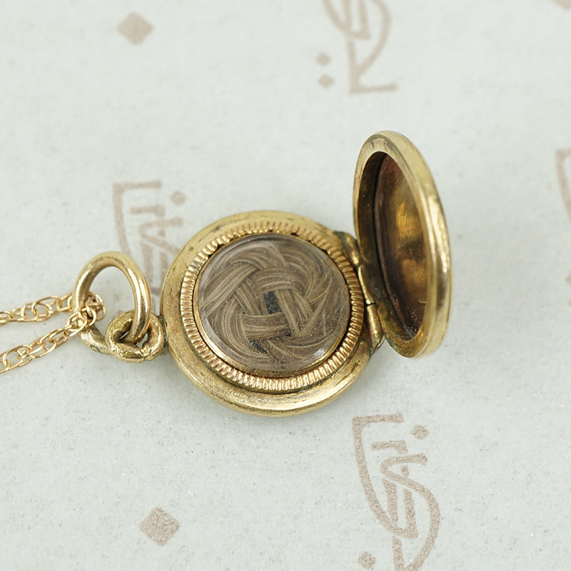 Petite English Locket with Woven Hairwork