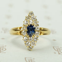 Victorian Navette Sapphire and Diamond Ring