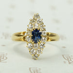 Victorian Navette Sapphire and Diamond Ring