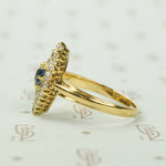 Victorian Navette Sapphire and Diamond Ring