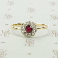 Sweet Ruby and Diamond Floral Cluster Ring