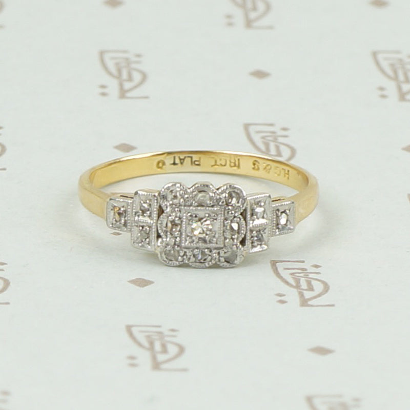 Romantic 1930s Diamond Band in Platinum and 18K