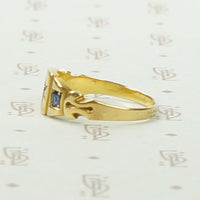 Charming Victorian Band in 18k Gold, Sapphires and Diamond