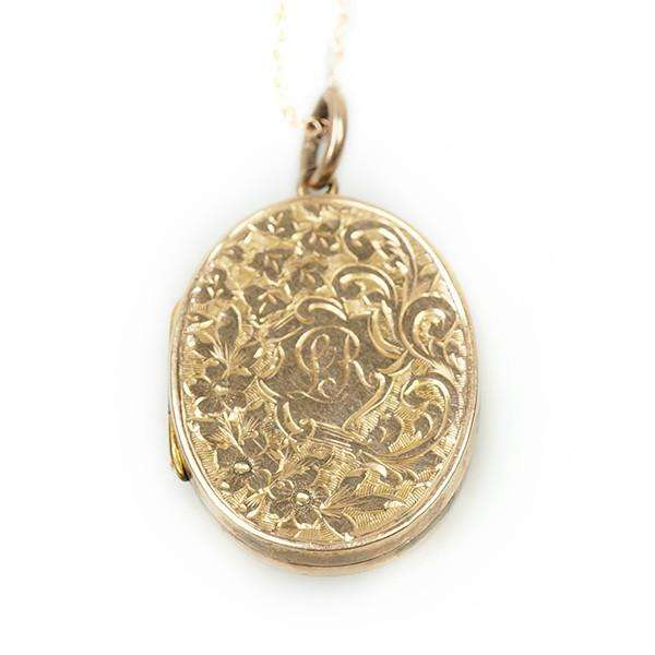9k Rose Gold English Locket with detailed engraving