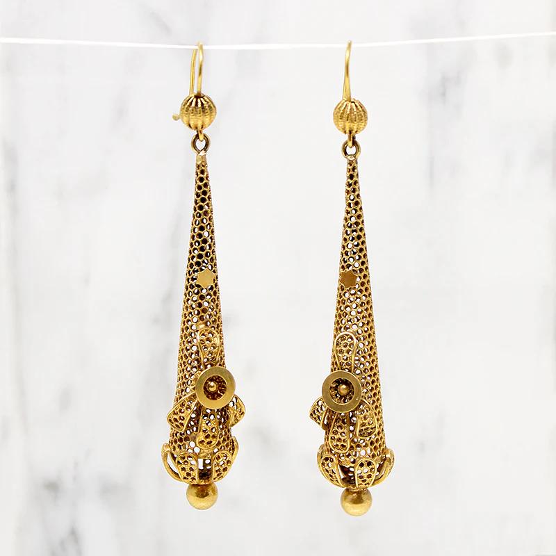 Fancy Pinchbeck Torpedo Earrings Early 19th Century