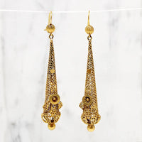 Fancy Pinchbeck Torpedo Earrings Early 19th Century