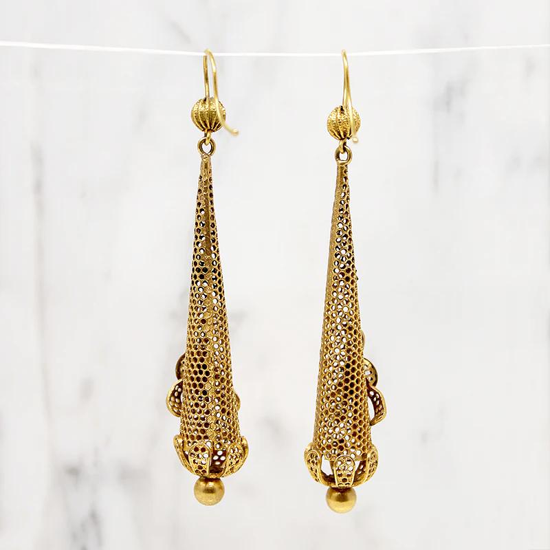 Fancy Pinchbeck Torpedo Earrings Early 19th Century