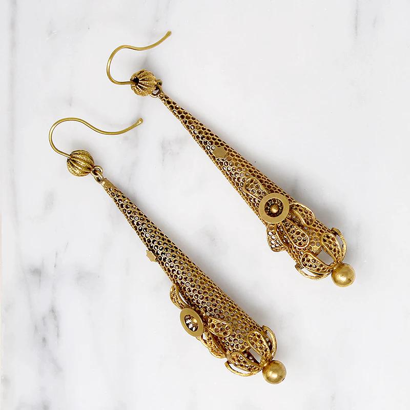 Fancy Pinchbeck Torpedo Earrings Early 19th Century