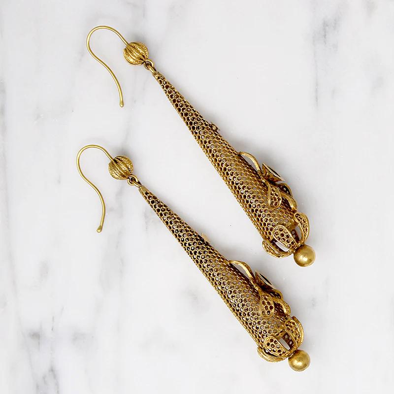 Fancy Pinchbeck Torpedo Earrings Early 19th Century