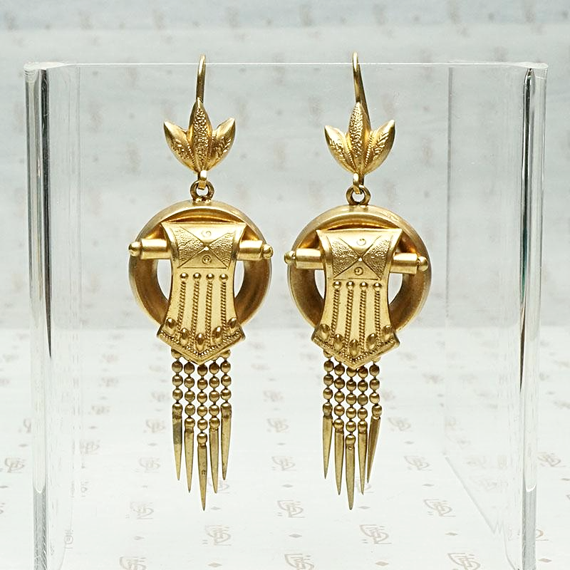 Spiked Fringe Golden Victorian Earrings