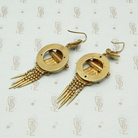 Spiked Fringe Golden Victorian Earrings, back view