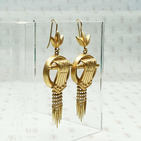 Spiked Fringe Golden Victorian Earrings, side view.