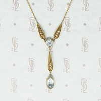 Charming Turn of the Century Aquamarine and Seed Pearl Necklace