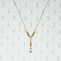 Charming Turn of the Century Aquamarine and Seed Pearl Necklace