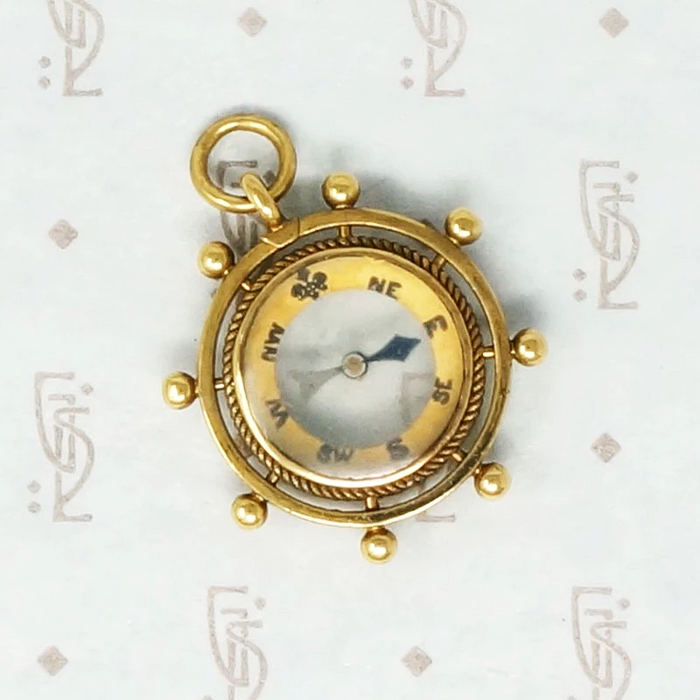 Ship's Wheel Compass with Secret Fleur de Lis