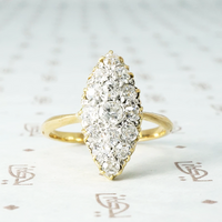 The Old Mine Diamond 18k Gold Navette Ring