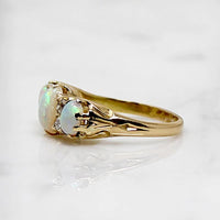 Victorian Three Opal Ring with Diamonds