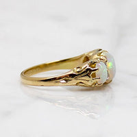 Victorian Three Opal Ring with Diamonds