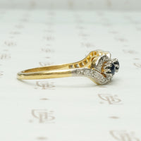 The French Triple Infinity Sapphire and Rose Cut Diamond Ring