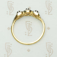 The French Triple Infinity Sapphire and Rose Cut Diamond Ring