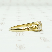 English Three Stone Ring with Old Mine Diamonds