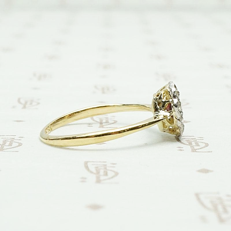 Deep Red Ruby & Diamond Halo Ring 