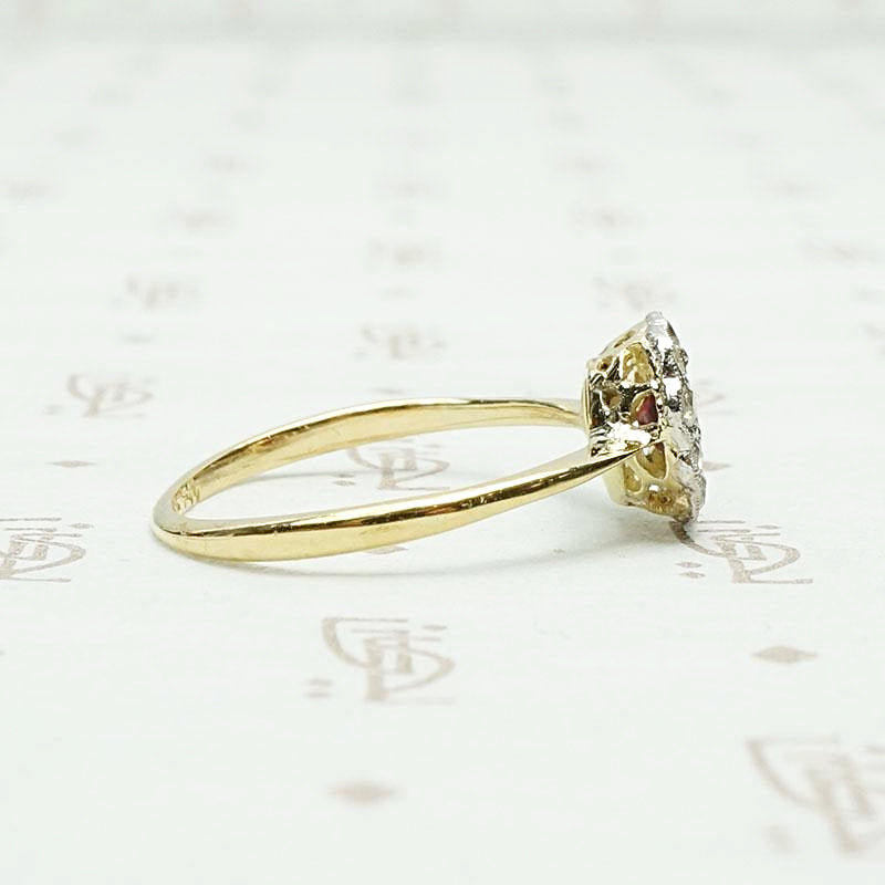 Deep Red Ruby & Diamond Halo Ring 
