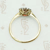 Deep Red Ruby & Diamond Halo Ring 