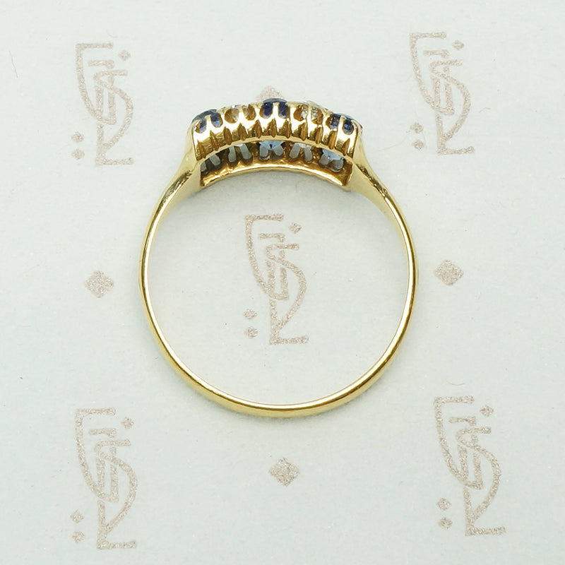 The Paved Rectangle of Sapphires and Diamonds Ring
