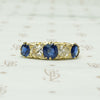 Exquisite English Sapphire and Diamond Band in 18k Gold