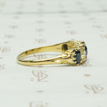 Exquisite English Sapphire and Diamond Band in 18k Gold