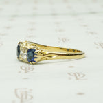 Exquisite English Sapphire and Diamond Band in 18k Gold