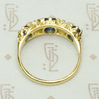 Exquisite English Sapphire and Diamond Band in 18k Gold