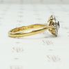 Deep Blue Sapphire and Diamond Flower Ring